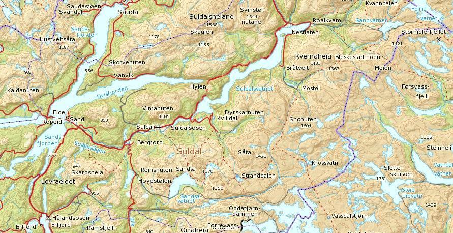 OMRÅDEBESKRIVELSE GENERELT Nyastøljuvet ligger i Kvilldaldalen ca. 4 km (i luftlinje) sør for Suldalsvatnet i Suldal kommune (figur 3). Elva har sin opprinnelse i Botnavatnet (ca. 945 moh.