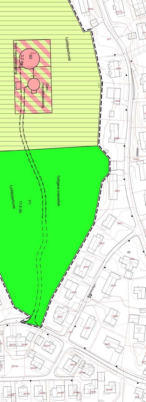 Planens begrensning Formålsgrense Regulert tomtegrense X 7019700 Friluftsområde (på land) Vann- og avløpsanlegg Vann/Avløp/Friluftsområde Kartgrunnlag i M: