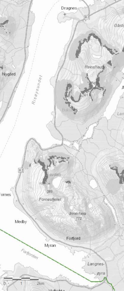 FIGURER Figur 6: Aktsomhetskart steinsprang/steinskred. Fra NVE [10]. 50904-GEOL-01 Fv.