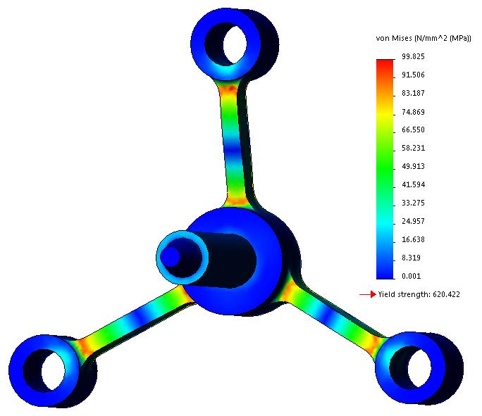 Designanalyse, som er fullstendig integrert i SolidWorks er en viktig del av produktfullførelse. SolidWorks-verktøyene simulerer testing av modellens prototyparbeidsmiljø.