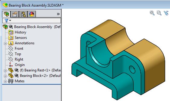 Leksjon 5: Grunnleggende om SolidWorks Toolbox Øvelser og prosjekter lagerblokksammenstilling Legg til bolter og skiver for å feste støtten til lagerblokken.