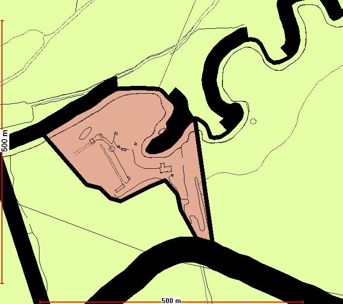 eks 1:1000), virke som om foten av vollen og deler av vegen ligger så vidt (2-5 m) inne i LNF-område.