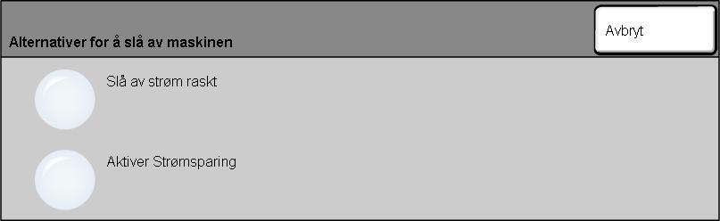 kopiering, blir tilgjengelige før andre funksjoner, som utskrift. 2 Slik slår du maskinen AV: Trykk på PÅ/AV-knappen. Hold knappen inne i 5 sekunder.
