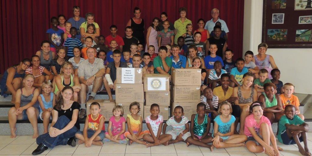 First Toms Shoes Distribution to Abraham Kriel Orphanage in Modimolle RtnCharles Hardy travelled to the Waterberg last month to deliver the Rotary Club of Polokwane sfirst distribution of