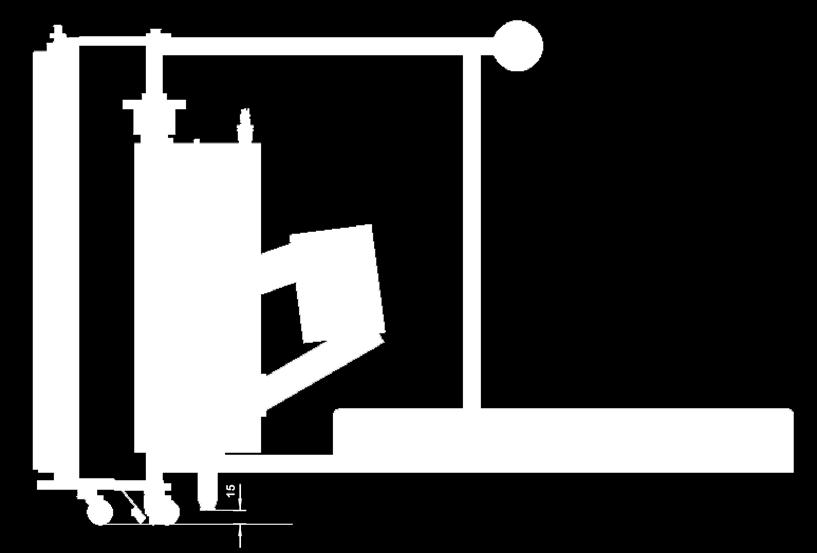 Distance front of nose 10-20mm above the workpiece.