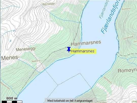 Sak 71/11 Kart som viser plassering av Hammarsnes Vurdering: Avtale om tildeling av tomter til to brør av søkar, slik det vert vist til i søknaden er ein privatrettsleg avtale som kommunen ikkje tek