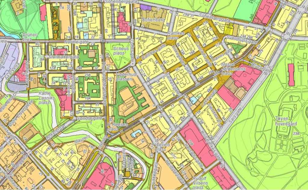 Det skal bygges i størrelsesorden 100 000 kvadratmeter nybygg, og rehabiliteres/ oppgraderes 40 000 kvadratmeter i eksisterende bygg. Det opprettes en sikringssone rundt kvartalet. Ring 1 senkes.