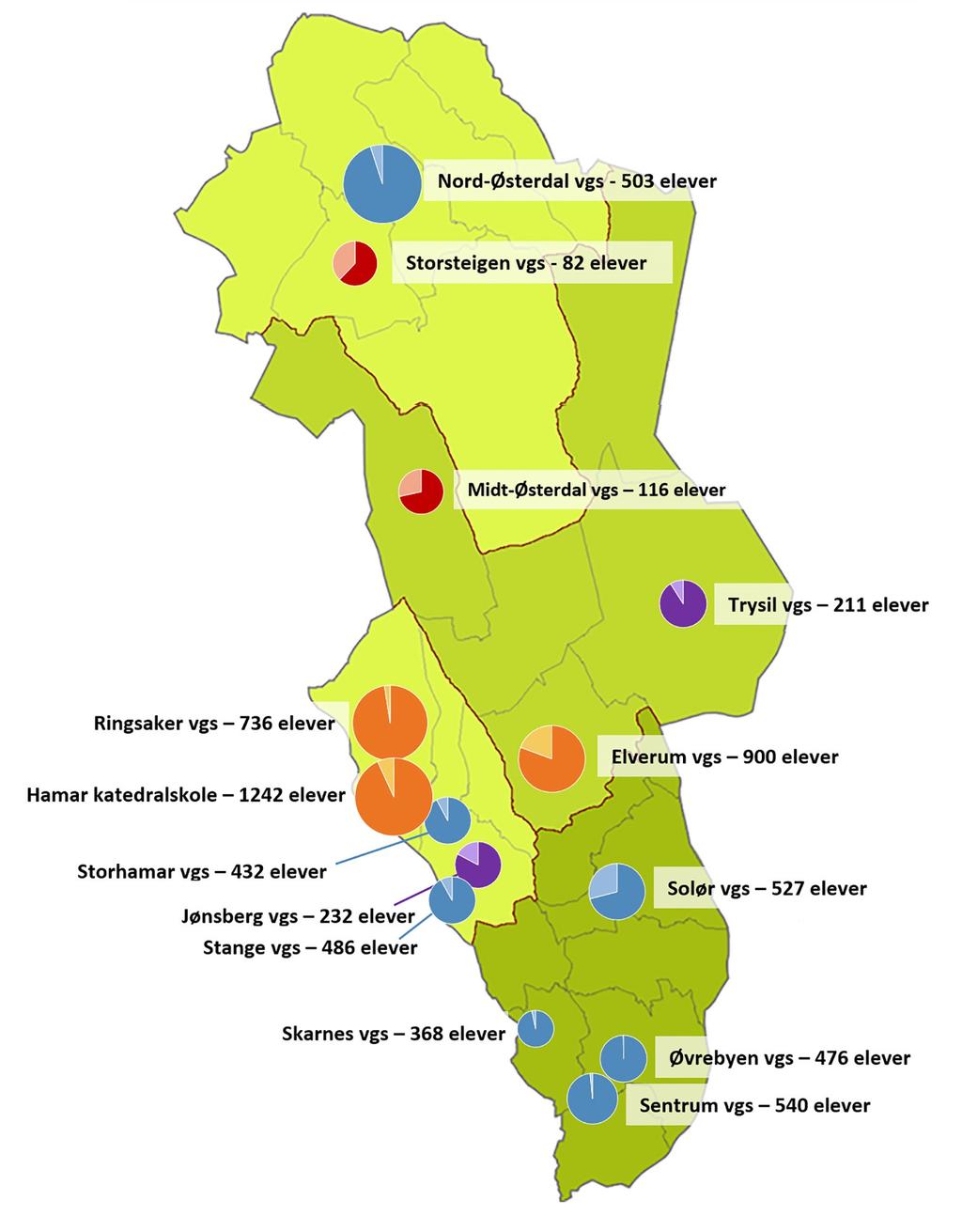 Offentlige videregående skoler i Hedmark (2016-17) Lysere