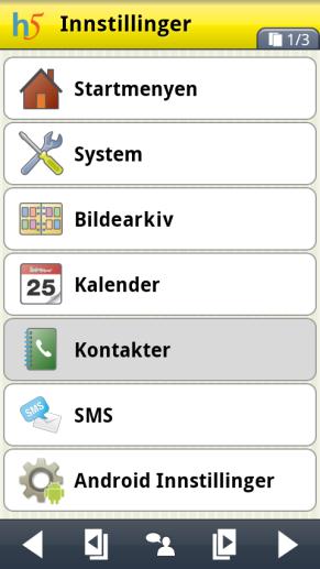 3 Innstillinger For å endre innstillinger for Kontakter skal man gå til Innstillinger.