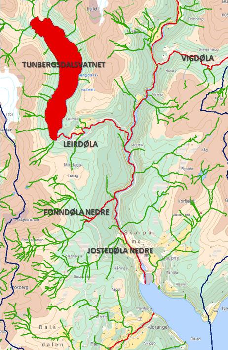 Figur 3 Jostedøla vassdragsområde nedre del.