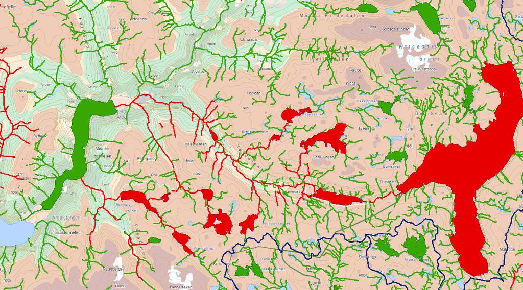 KYRKJEVATN MANSBERGSVATN HOLSBRUVATN ÅRDALSVATNET