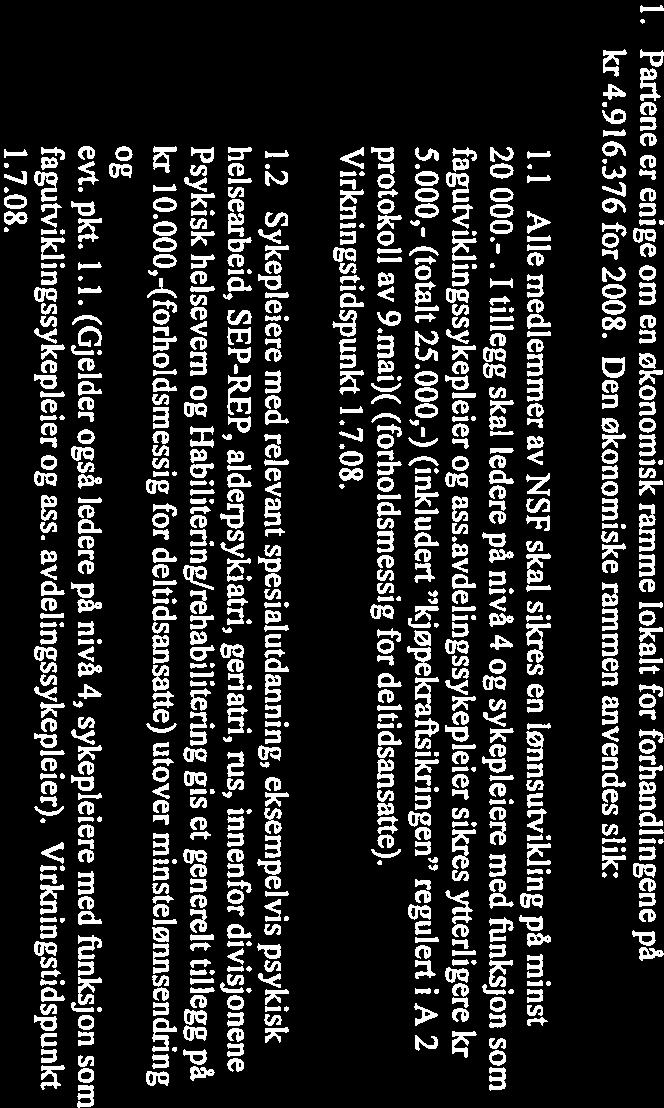 ( 1? 7 I aoo*0o 583k Protokoll År 2008, den 21., 27., 30. mai, 4., 5. og 12juni ble det holdt forhandlinger mellom Sykehuset Innlandet UF og Norsk Sykepleierforbund (NSF) vedrørende 8-overenskomst.