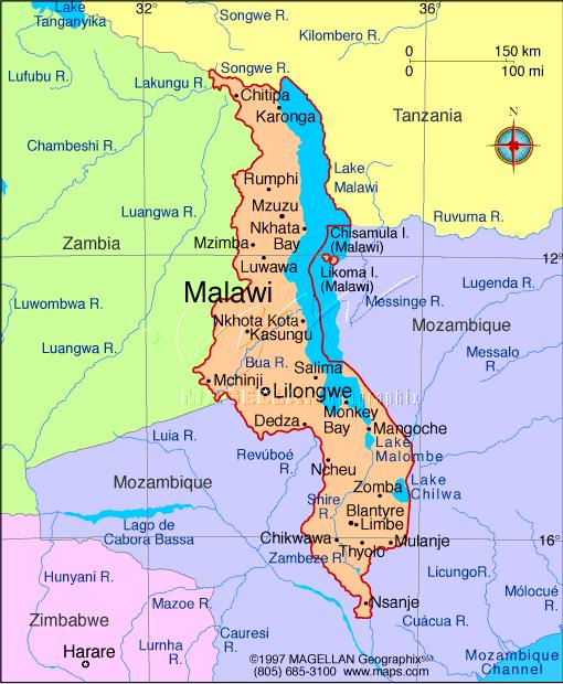 vi Kart over Malawi Kilde:http://www.infoplease.com/atlas/country/malawi.
