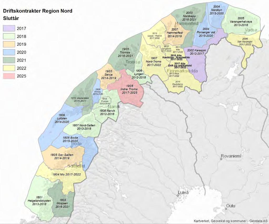 Driftskontrakter Driftskontrakter Utlysninger i 2017 Varangerhalvøya Kontraktene lyses ut om høsten