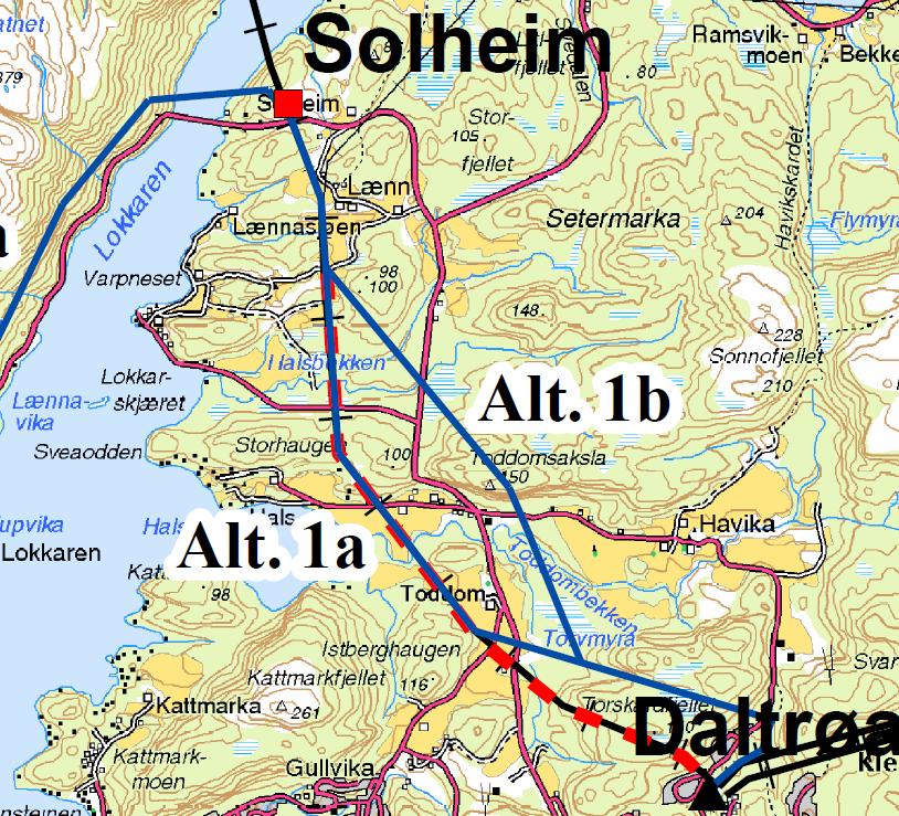 Størrelsen på magnetfeltet mellom Innvordfjellet og Daltrøa er sterk avhengig av følgende faktorer: Faseavstand, høyde over bakken og opphengsystem (mastetype). Strøm i ledningen(e).