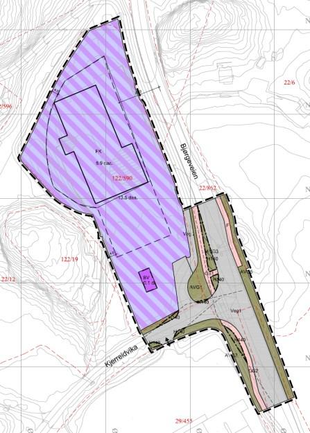 Hovedformål i planforslaget er forretning/kontor og lokalisering av et mindre areal, ca. 90 m 2 til bensinstasjon /vegserviceanlegg.