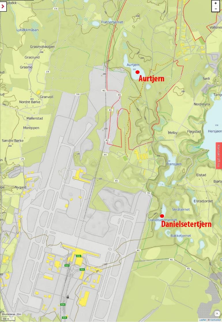 Figur 3. Kart som viser grytehullsjøene som er med i overvåkningsprogrammet.