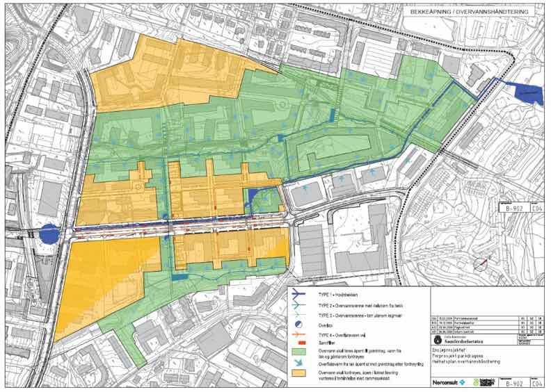 Hovedplan teknisk infrastruktur, Ensjø Overvann skal fordrøyes og føres åpent til grøntdrag/vassdrag Maks utløp til