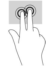 Klikke med to fingrer Ved å klikke med to fingrer kan du gjøre menyvalg for objekter på skjermen. MERK: Klikking med to fingrer er det samme som å høyreklikke med musen.