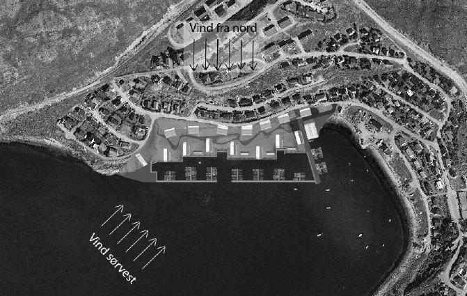 Lokalklimatiske forhold På bakgrunn av den meterologiske vindstatistikk, dialog med kommune og lokalbefolkning, er det valgt å utføre analyser for: Vind fra sørvest; sterk vind, mildt vær og lite snø