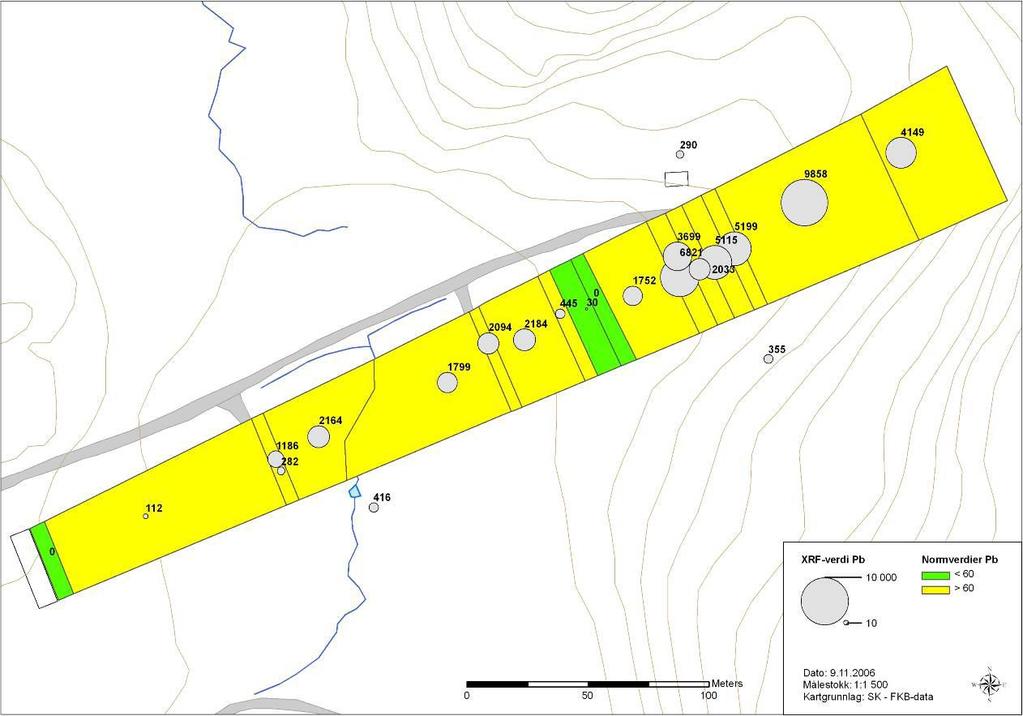 2.3.1 Baneløp Gurulia Undersøkelsene fra 2006 er gjennomgått /1/ og det ble valgt en strategi for videre undersøkelser som innebar å gjøre mer detaljerte undersøkelser av områder der det var målt