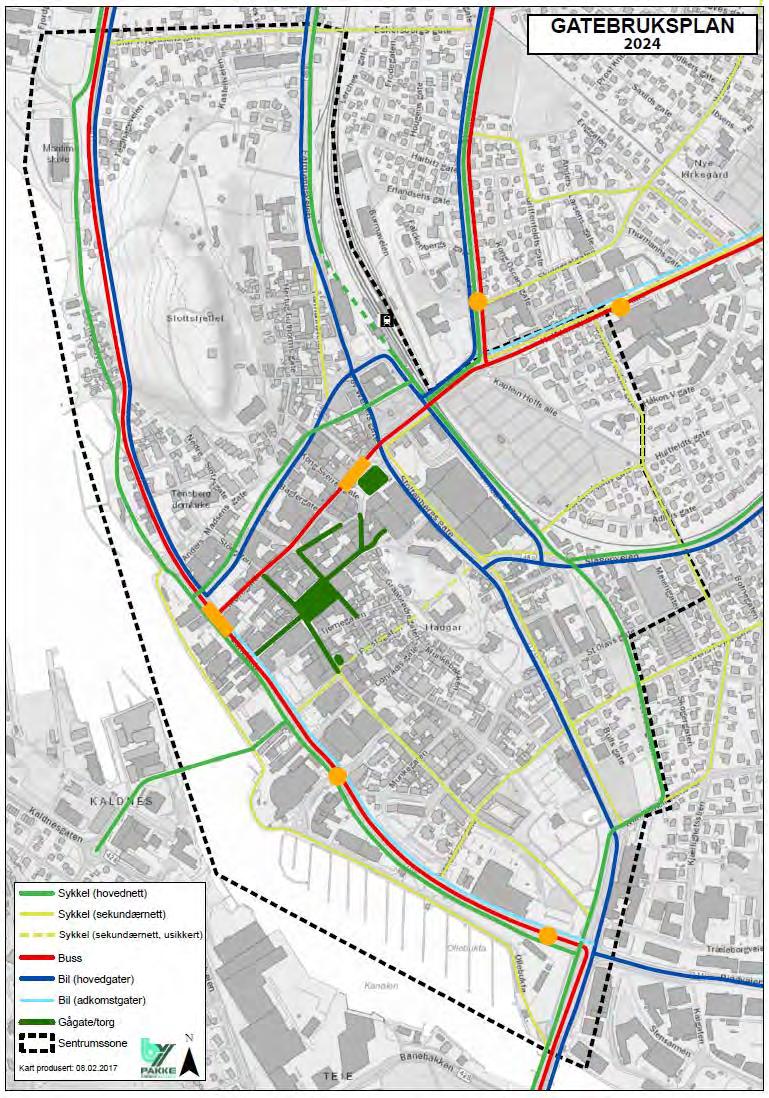 Gatebruksplan for Tønsberg sentrum «Gatebruksplan 2024» skal ivareta alle trafikantgrupper, byliv, handel, rekreasjon, miljø og