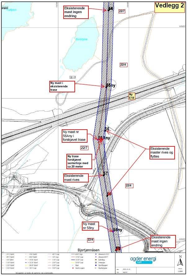 Side 3 en ny mast som vil ha omtrent samme plassering. Mastene vil bli bygget med trestolper, tilsvarende som i dag.