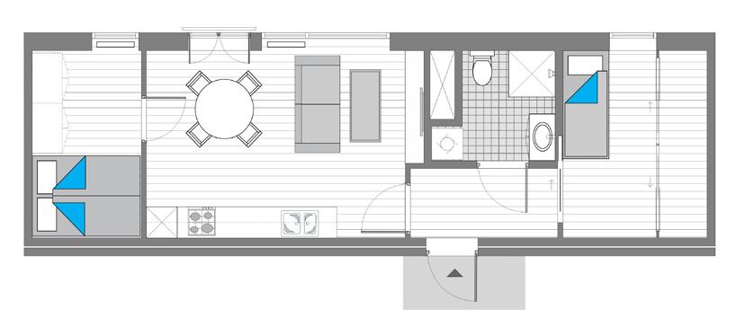 leilighet Type 6 BRA: 48 m 2 / P-ROM: 45 m 2 / BALKOG: 0 m 2 Fransk balkong