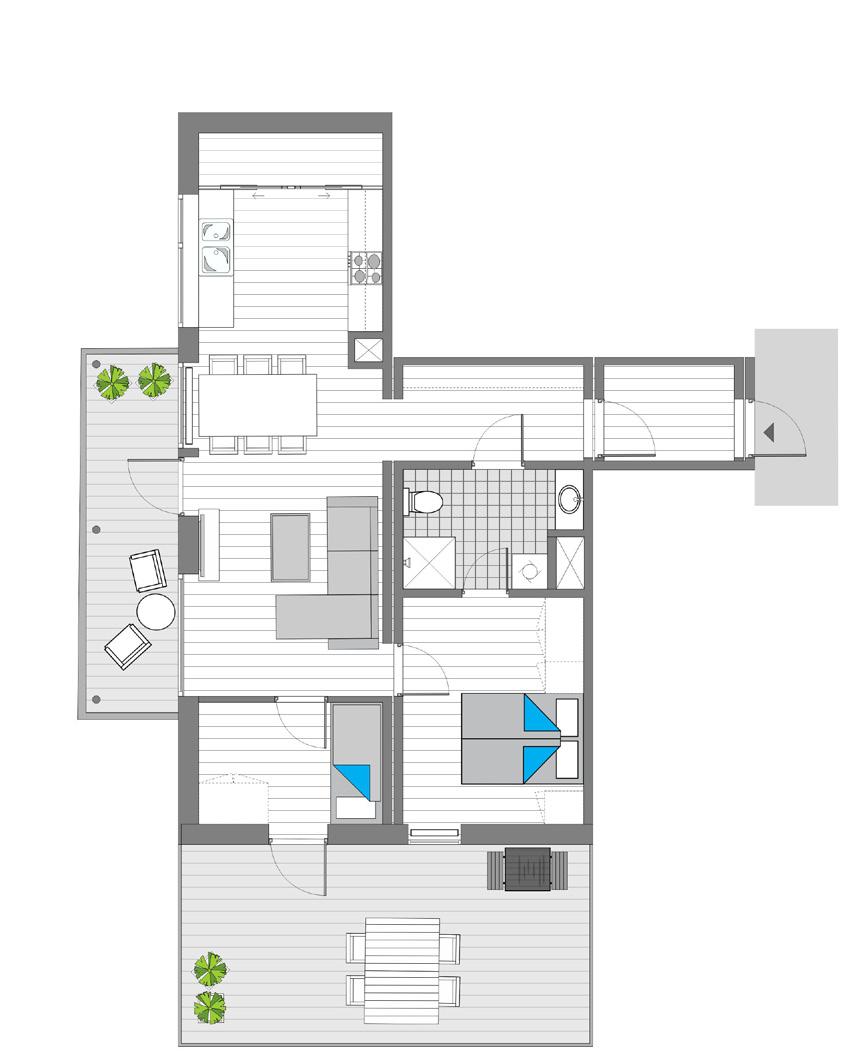 leilighet Type 3B BRA: 70 m 2 / P-ROM: 67 m 2 / BALKOG: 12+24 m 2 Kombinert bod/ matskap.