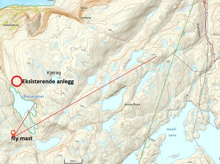 vasstanden i Låtervikvatnet og anlegget brukast til å sende