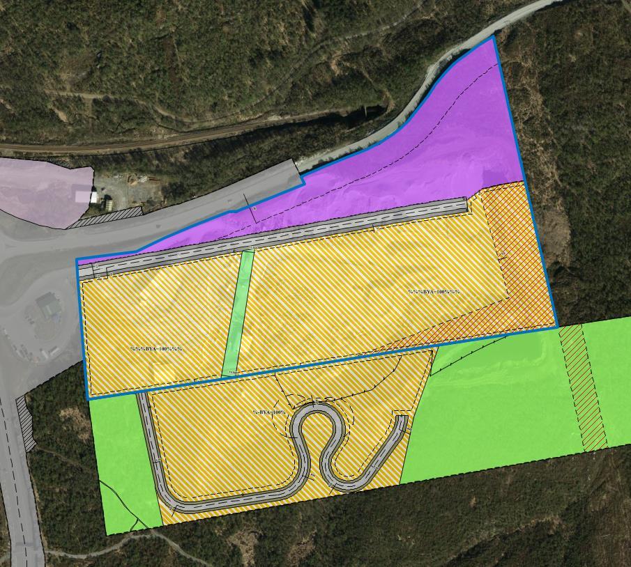 P a g e 6 Det fremgår av reguleringsbestemmelsene at i nrdlig del av planmrådet (lilla farge i figur nedenfr) «kan inntil avklaring av ny trase fr RV80 er fattet g arbeidet skal igangsettes, tillates