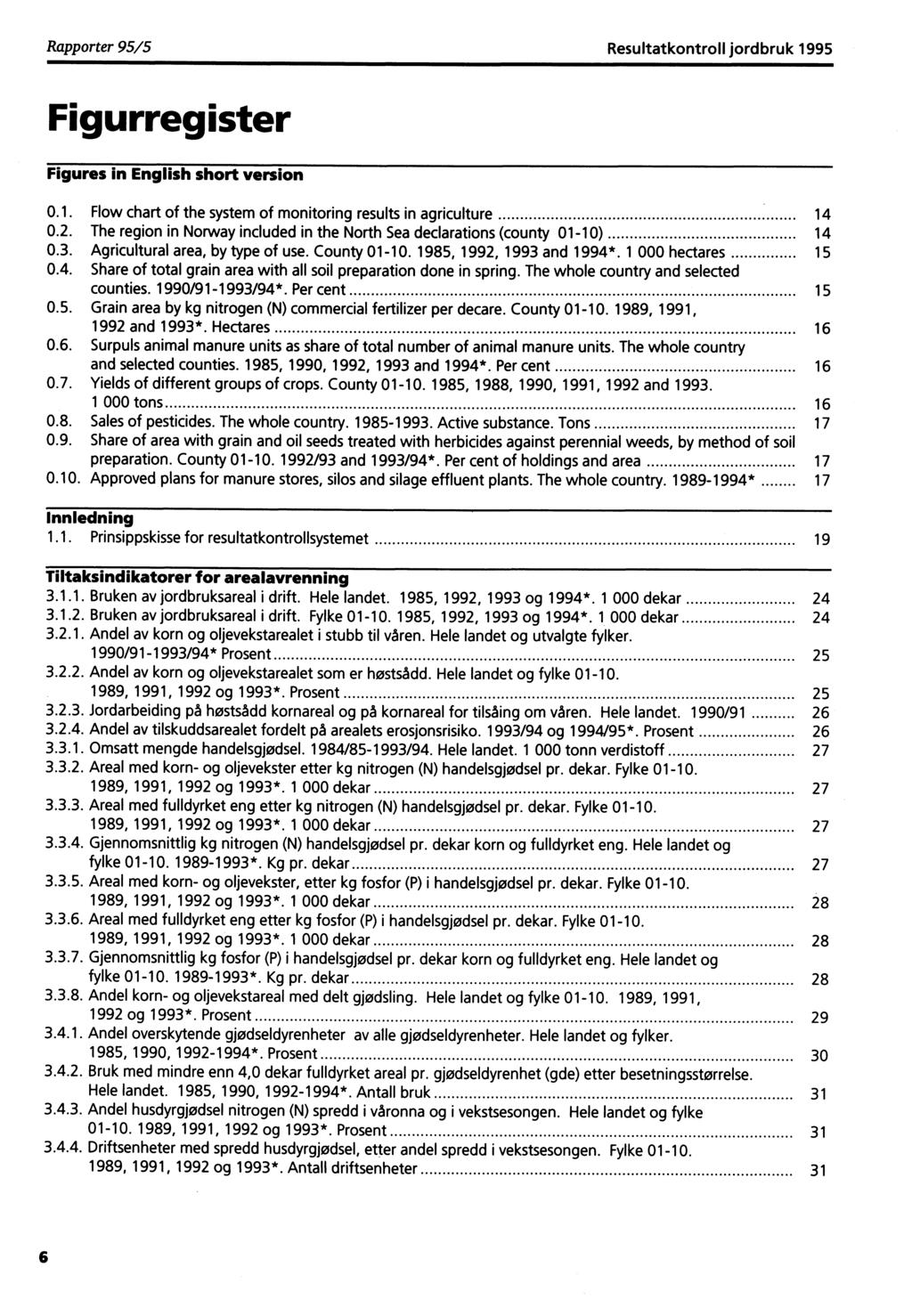 Rapporter 95/5 Resultatkontroll jordbruk 1995 Figurregister Figures in English short version 0.1. Flow chart of the system of monitoring results in agriculture 14 0.2.