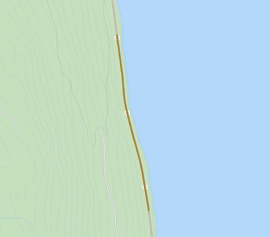 FV. 30 BURUHAMMEREN-SOLUNGDALSBEKKEN SIDE 2 AV 2 Kart i målestokk 1:10 000. Aktuell strekning er synt som gul strek. TRAFIKKTILHØVE KOSTNAD Årsdøgntrafikk (ÅDT) 2010 425 Anslag (mill.