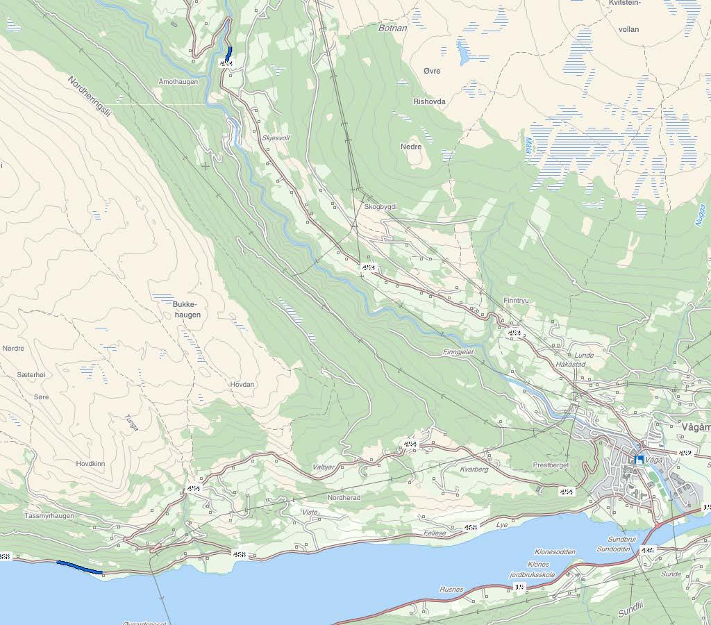 FV. 468 URDSAND SIDE 1 AV 2 Kart i målestokk 1:50 000. Aktuell strekning er synt som blå strek i raud sirkel.