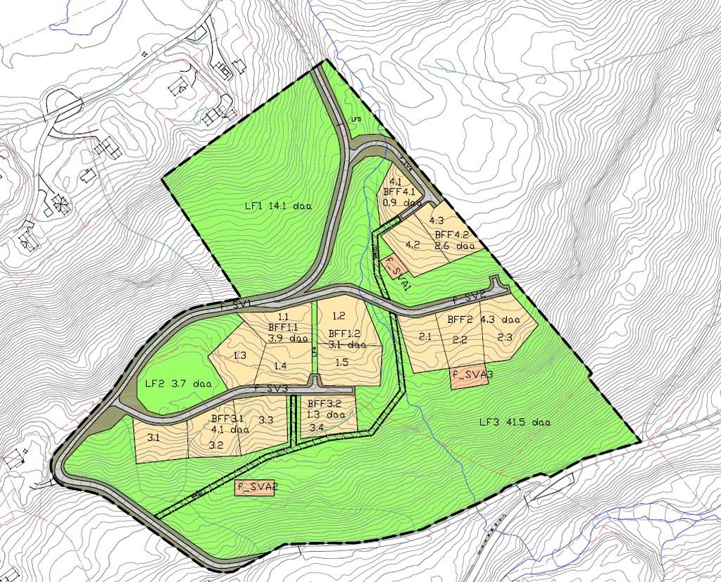 PLANBESKRIVELSE 4 Planforslaget 4.1 Plankartet 14 Under vises utsnitt av reguleringsplankartet.