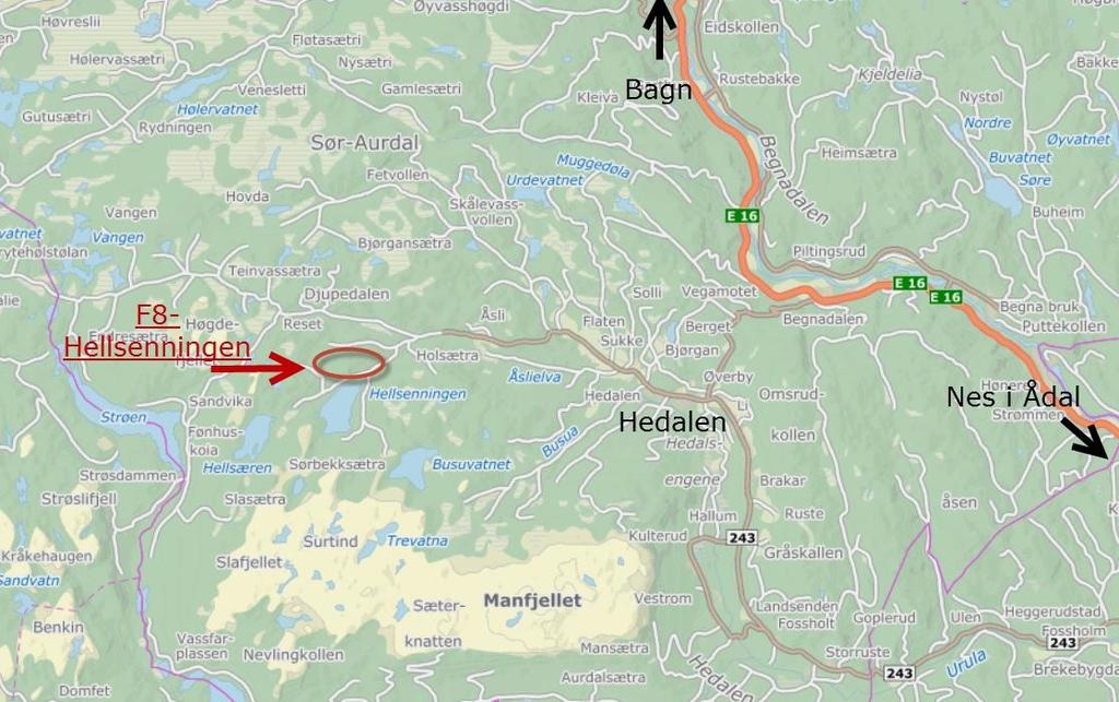 PLANBESKRIVELSE 3 Dagens situasjon 3.1 Beskrivelse av planområdet 7 Beliggenhet Planområdet ligger i Hedalen, i et populært hytteområde på Teinvassåsen.