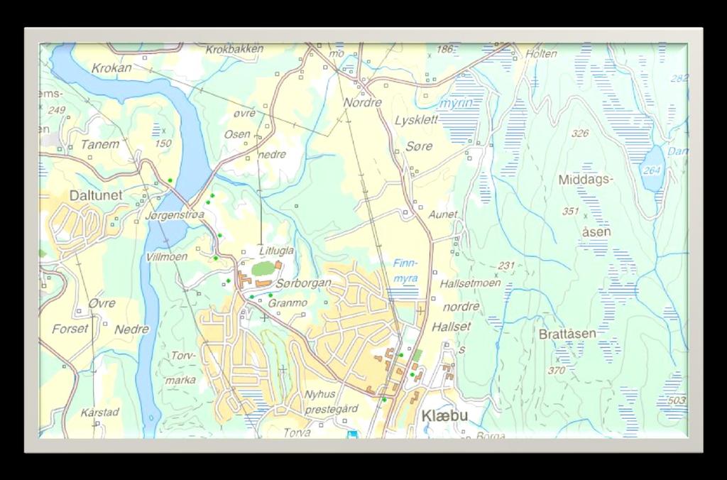 Org.no 997 700 244 Tegning 102 N Oversikt 2, Utsnitt av Klæbu kommune Innringet: Område Aune (deponi) Se Situasjonsplan /Planutkast tegning 103 Oppdrag 20140402G Innringet: Regulert