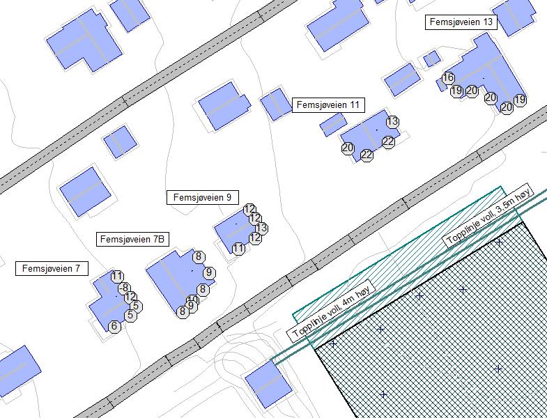 STØYVURDERING TISTEDALS IDRETTSPARK 7/20 Det forutsettes at banen flyttes 9 meter for å få plass til den 4 meter høye vollen, som nevnt i begynnelsen av kapittelet.