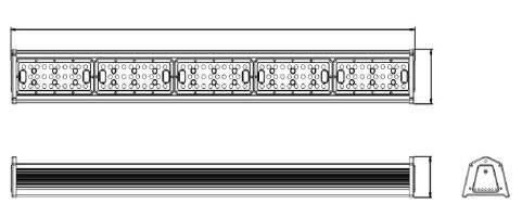 LED RS LINEÆR HALLARMATUR Lengde Bredde Høyde Asymmetrisk Smalstråle RS LED Spesifikasjoner Total effekt lampe 50W 100W 150W 200W 250W