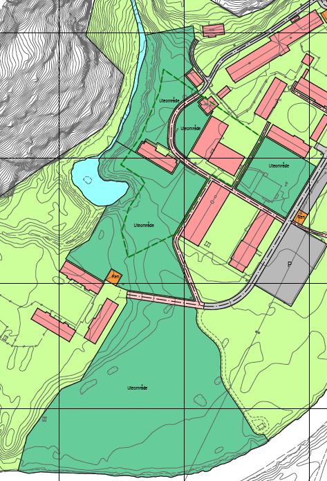 UTEOMRÅDER Uteområder skal bevares fri for bygninger og andre permanente installasjoner, disse skal fungere som oppholdsområder for lek/rekreasjon og idrett.