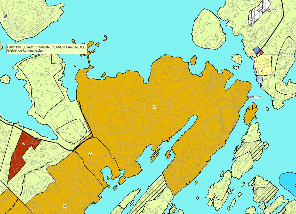 Figur 2. Utsnitt av kommuneplanens arealdel.