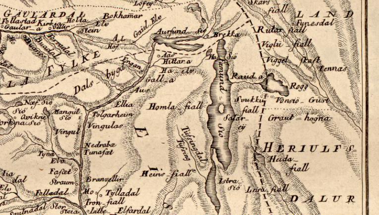 inkonsekvent, ved at riksgrensen på kartet hans er historisk (fra før 1658) når det gjelder Båhuslen i sør, men samtidig (etter 1645) når det gjelder Jemtland og Herjedalen i øst.