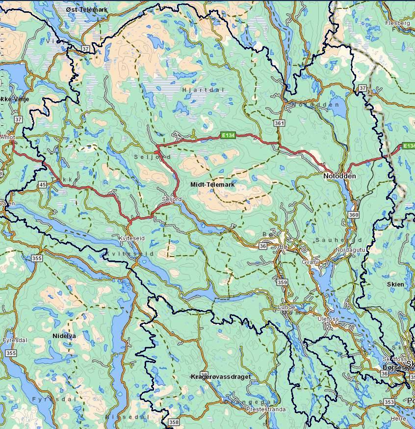 Prosjektskisse Vannområde Midtre Telemark Utkast til møtet 31.5.2010, rev.etter møte i arbeidsgruppa 06.10.2010 Midtre - Telemark 1 Midtre- Telemark Bakgrunn Den nye Vannforskriften (VF) trådte i kraft 01.