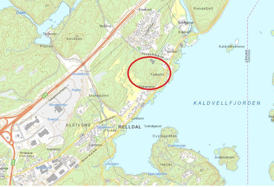 1 Innledning Reguleringsplanområdet ligger ved Kaldvellfjorden like NØ for Lillesand sentrum.