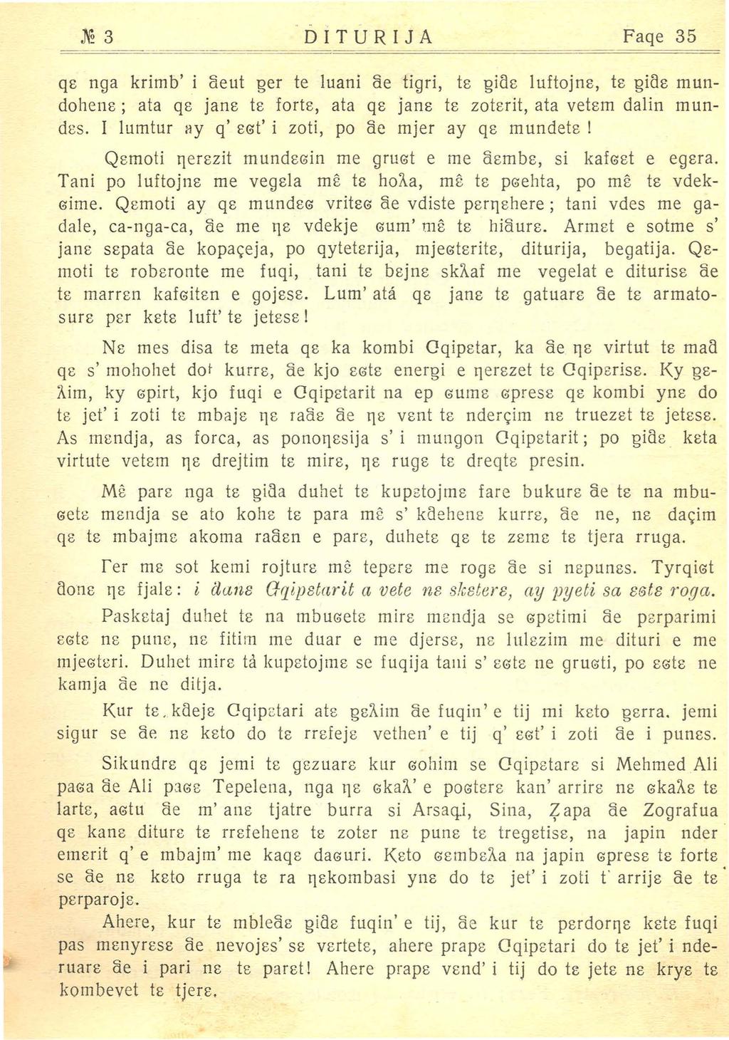 .мз DITURIJA Faqe 35 q10 11ga krimb' i aeut ger te lua11i ае tigri, t10 gi0.2 luftoj1110, t2 gi0.10 mu11- dohens; ata qs ја11ѕ ts fort10, ata q2 јап10 ts zotsrit, ata vet2m dali11 mu11- dss.