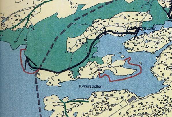 Svart pil viser grøntdrag / turveitrase som bør sikres og grønn avgrensning viser turområder (bygger på Grøntplan for Bergen). Kartskisse 4. Friluftsinteresser.