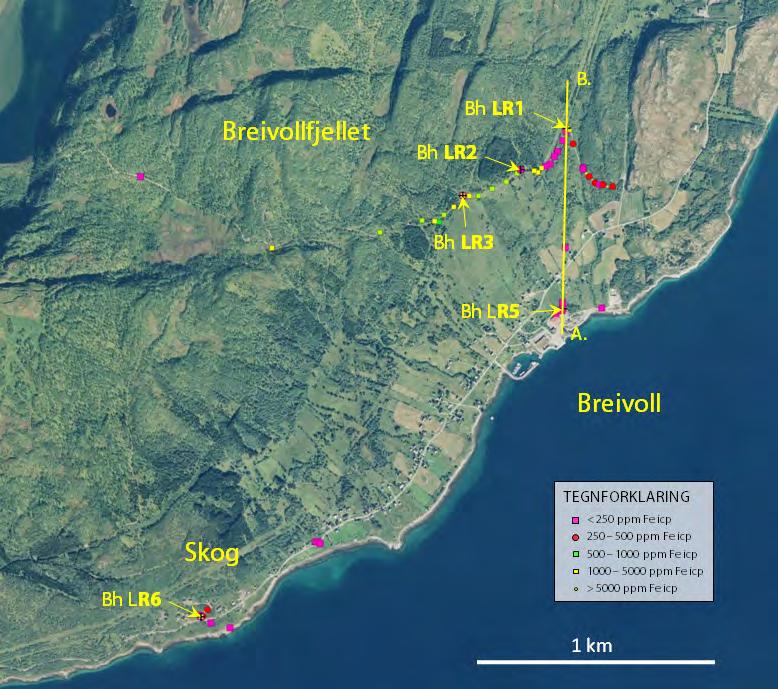 Fig. 15 Fig. 17 Fig. 11: Oversiktkart over prøvelokaliteter i Skog-Breivoll-området plottet på flybildebakgrunn.