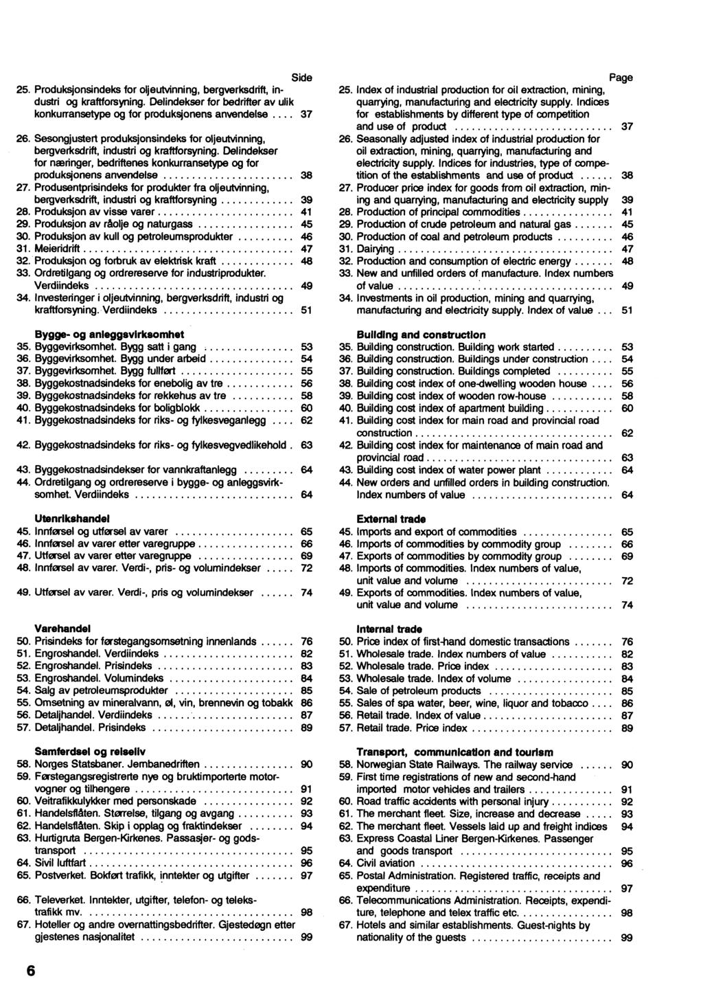 Side Page 25. Produksjonsindeks for oljeutvinning, bergverksdrift, industri og kraftforsyning. Delindekser for bedrifter av ulik 25.