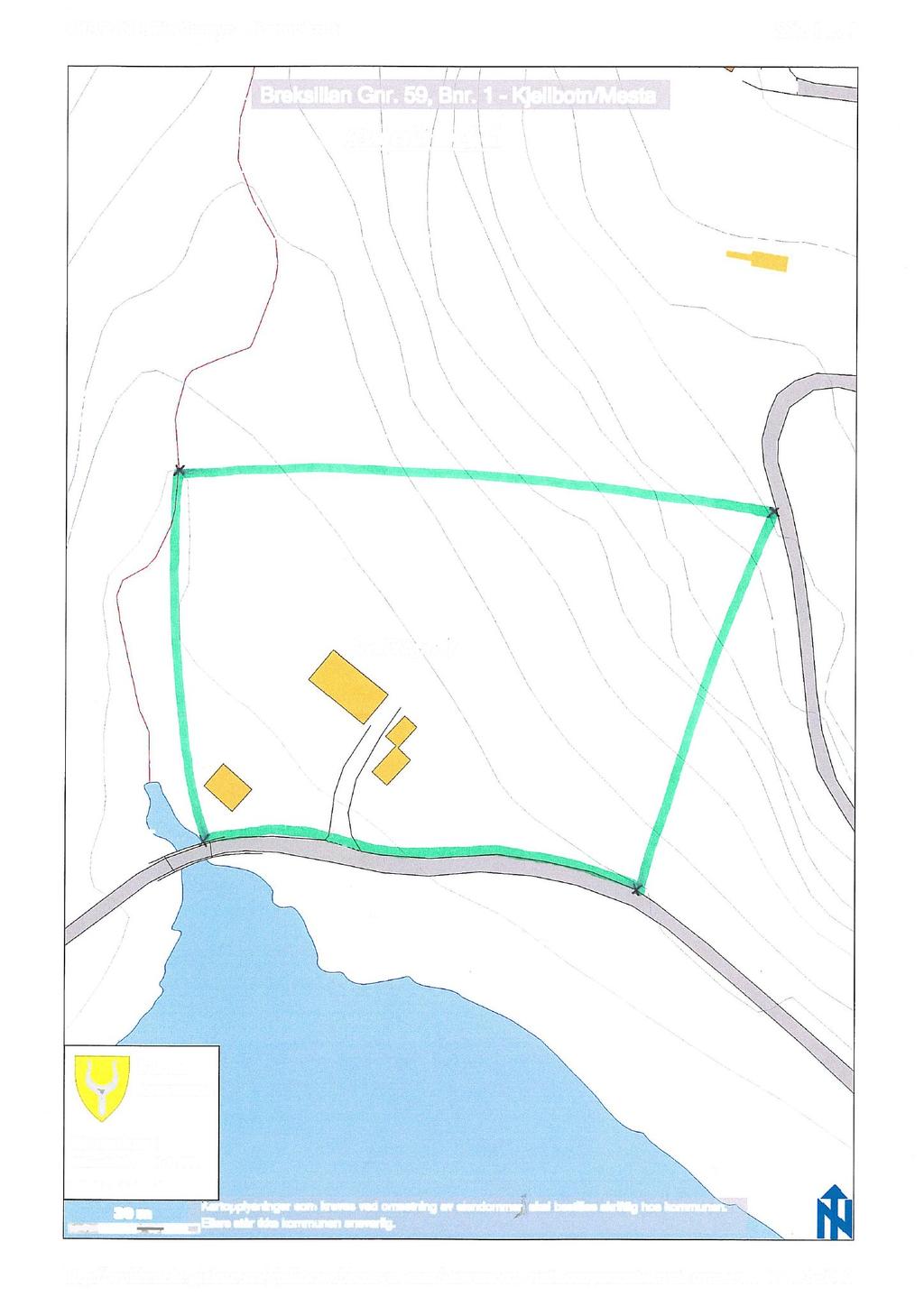 GIS/LINE WebInnsyn - Kartutskrift Side 1 av 1 ( Breksillan Gnr. 59 Bnr. i - Kjellbotn/Mesta A/g 7111 y Fosnes Grunnkart kommune Målestokk: 1:1 000 Dato 14.12.