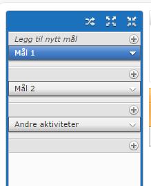 10. Under «Planen» legg du inn dei Mål og aktivitetar de har blitt einige om i møtet. Nye mål leggast til ved å trykke her Aktiviteter (tiltak) leggast til ved å trykke på «+» under det aktuelle mål.